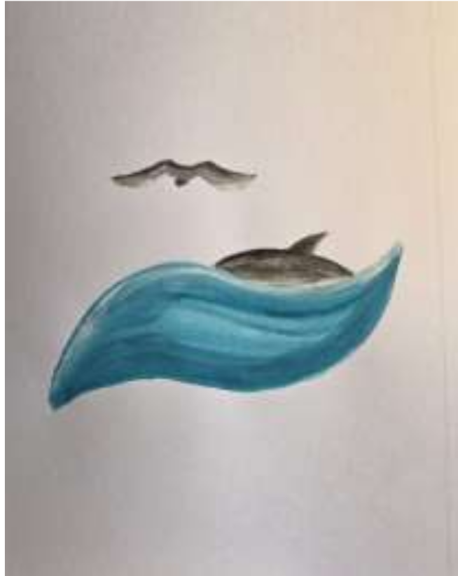 5 Welle Delphin Vogel