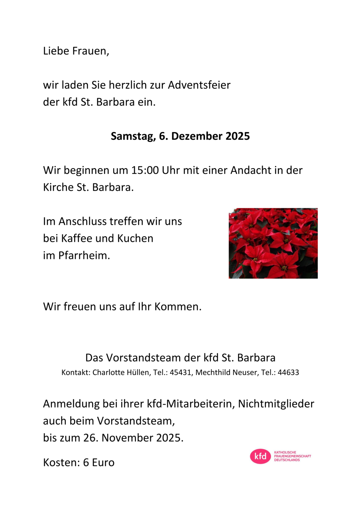 Adventsfeier 2025, Einladung 2. Seite