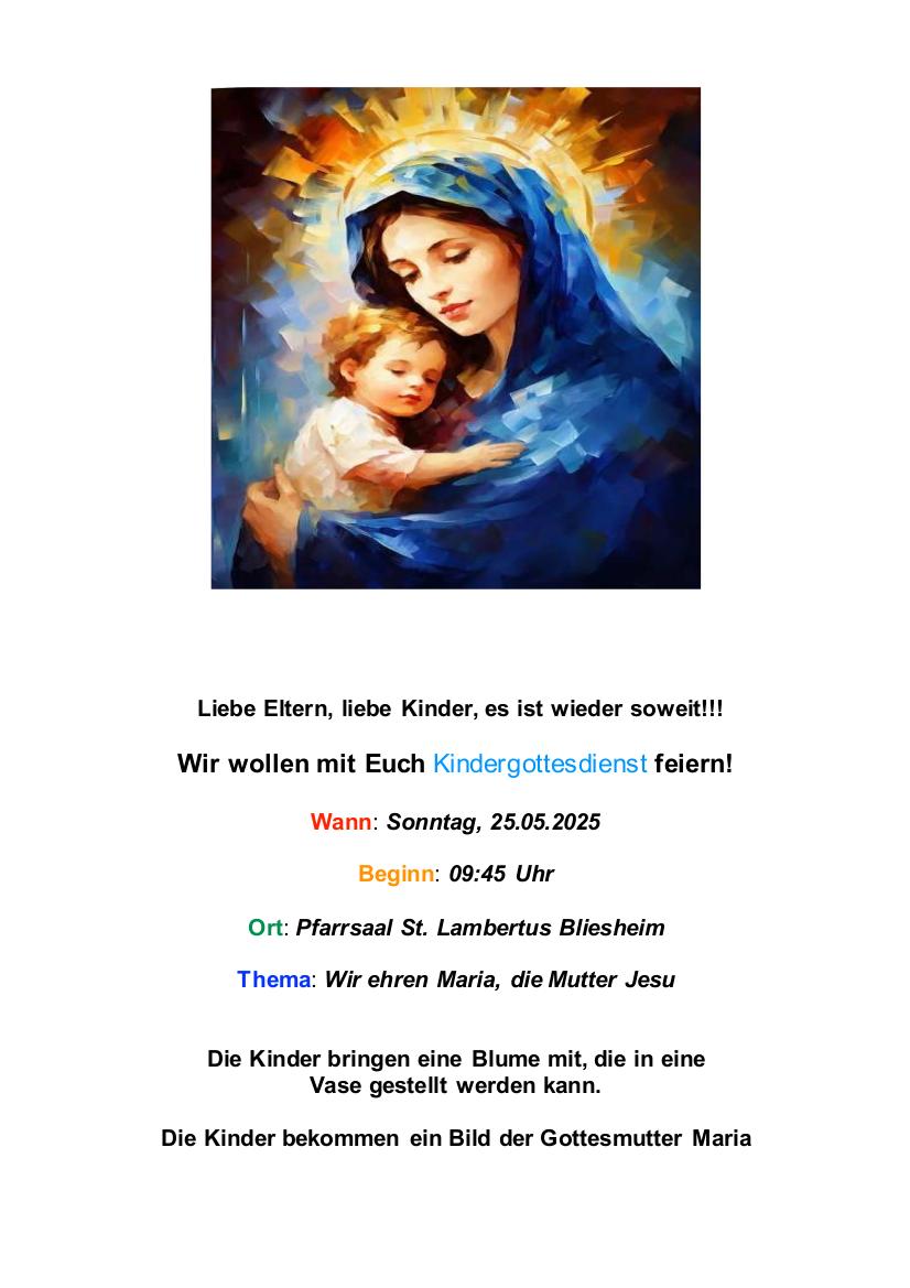Wir ehren Maria, Mutter Jesu 2025